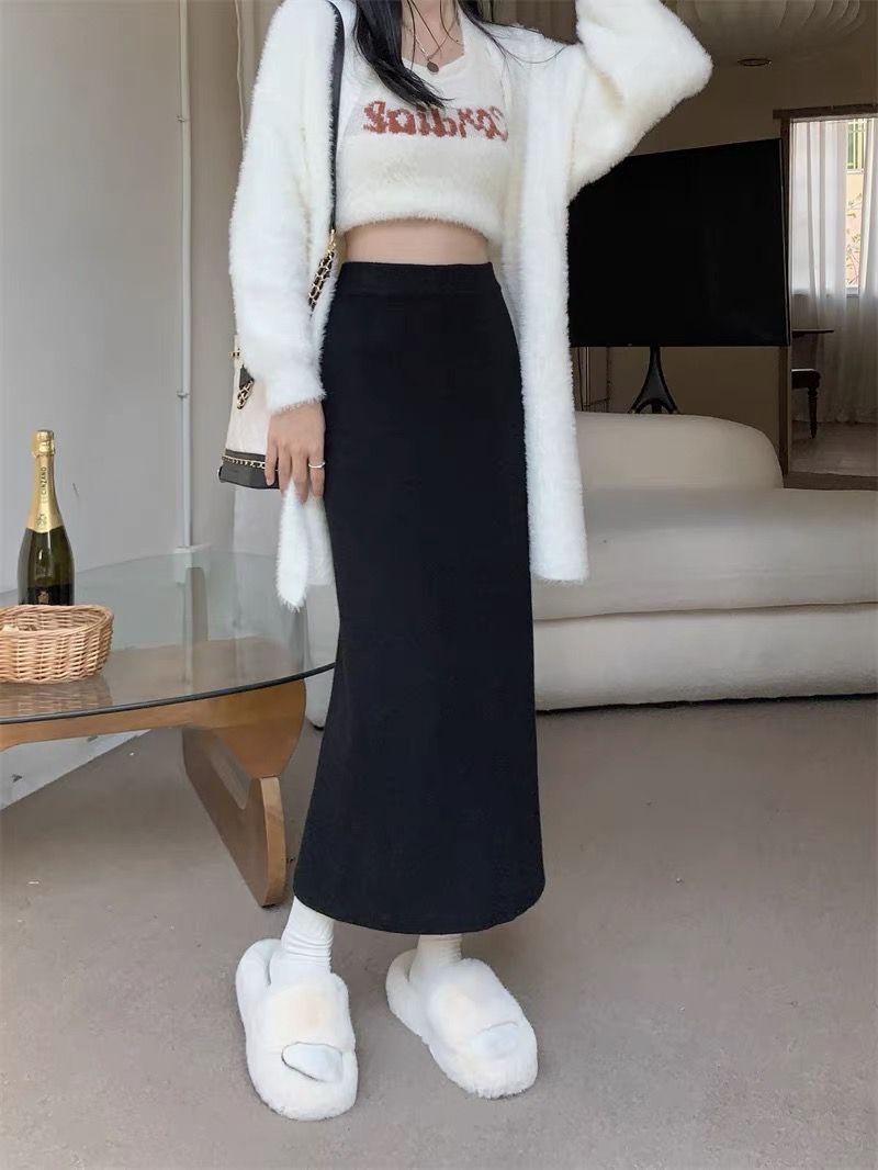 タイトスカート ハイウエストすっきりシルエットタイトスカートロング丈