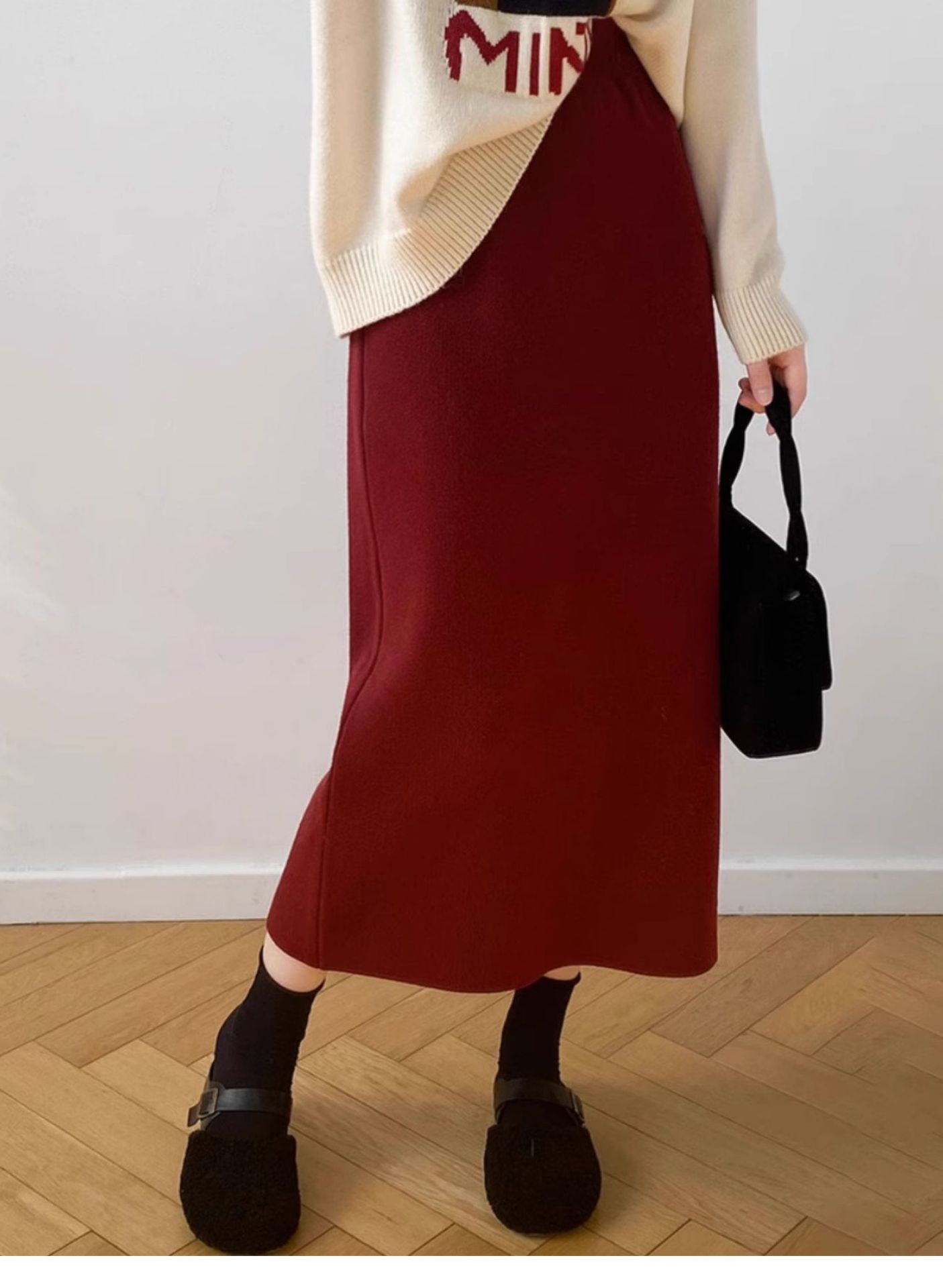 タイトスカート ニット素材の上品な体型カバータイトスカートロング丈