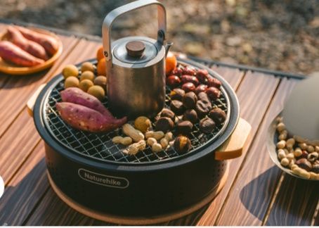 焚き火台 木取っ手断熱ポータブル網焼き器
