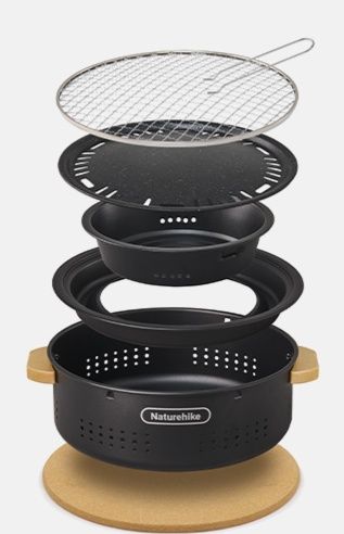 焚き火台 木取っ手断熱ポータブル網焼き器