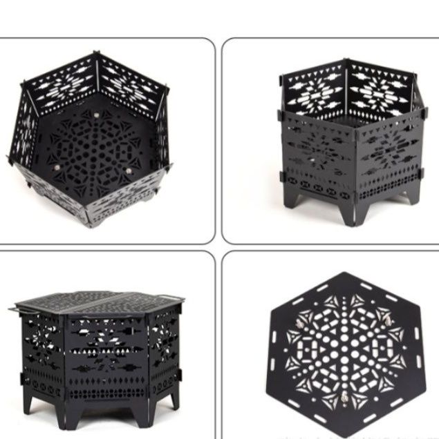 焚き火台 三角模様装飾付き多機能焚き火台