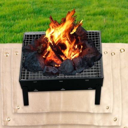 焚き火台 耐熱防火地墊付き一人用焚き火台セット