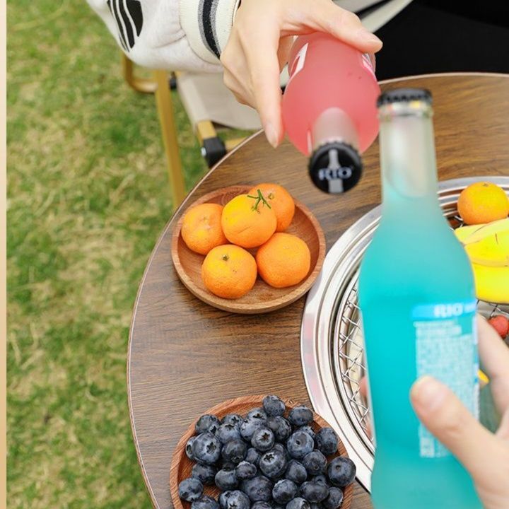 焚き火台 円形木製天板付き焚き火台テーブル