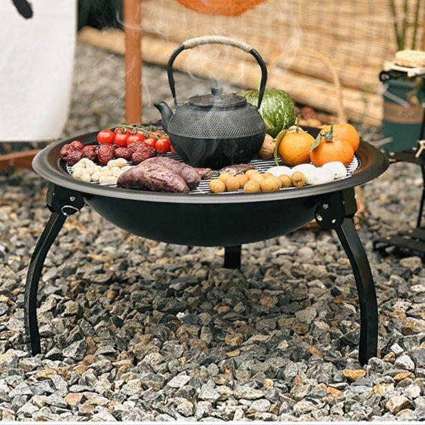 円形三脚式焚き火台テーブル兼用調理台