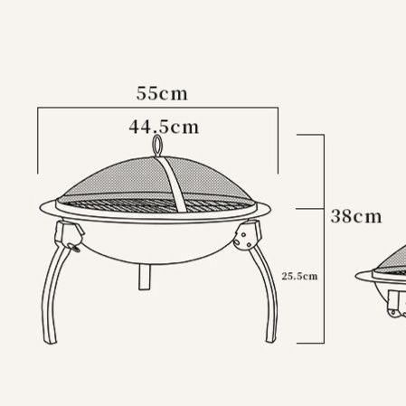 円形三脚式焚き火台テーブル兼用調理台