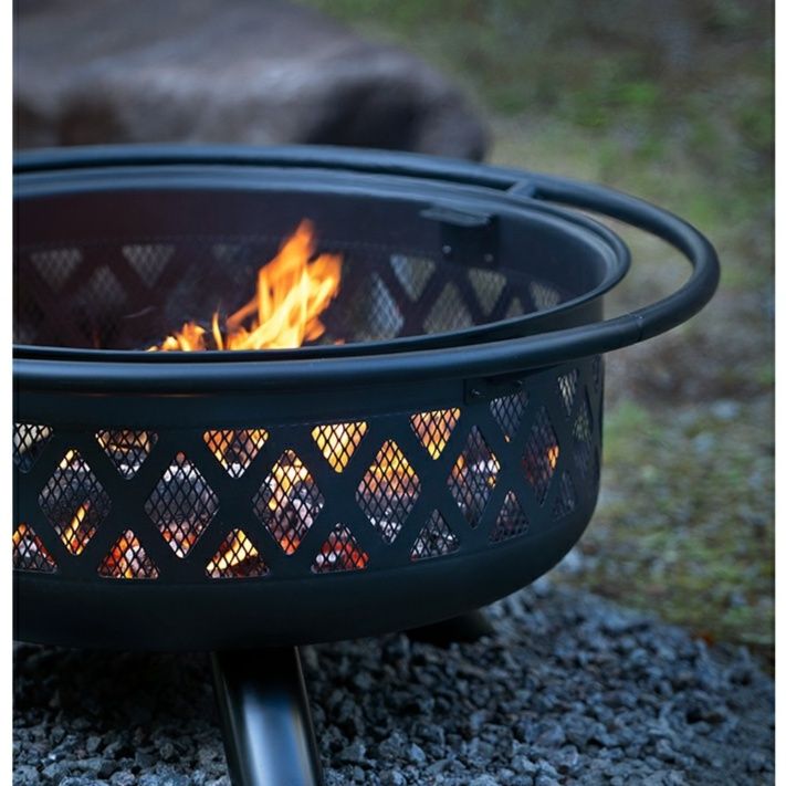 焚き火台 幾何学模様装飾付き円形焚き火台 ソロ