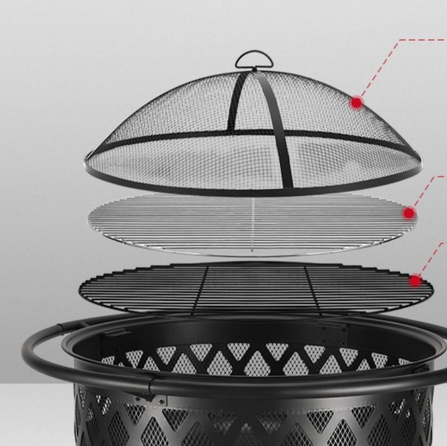 焚き火台 幾何学模様装飾付き円形焚き火台 ソロ