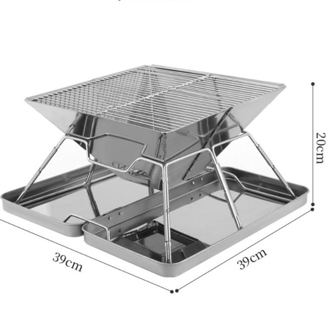 ステンレス折り畳み式二段調理網付ソロ焚き火台