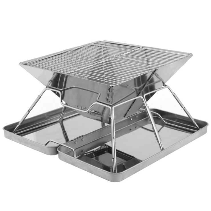 ステンレス折り畳み式二段調理網付ソロ焚き火台