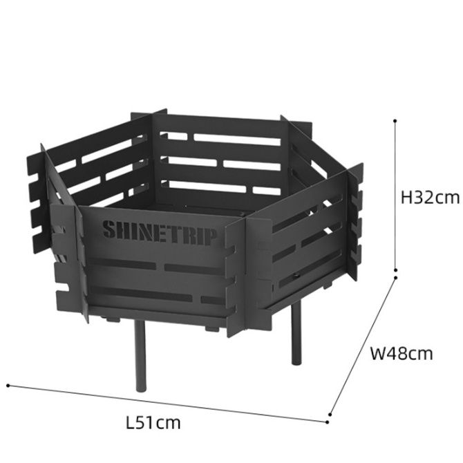 ソロ用六角形焚き火台(組み立て式・ワイドサイズ)