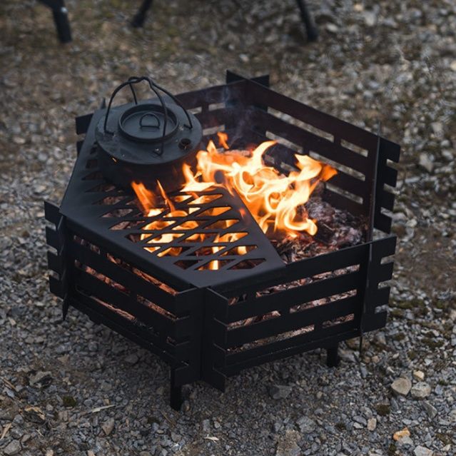 ソロ用六角形焚き火台(組み立て式・ワイドサイズ)