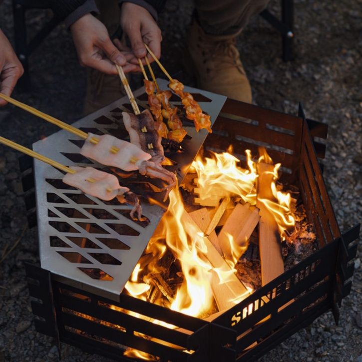 ソロ用六角形焚き火台(組み立て式・ワイドサイズ)