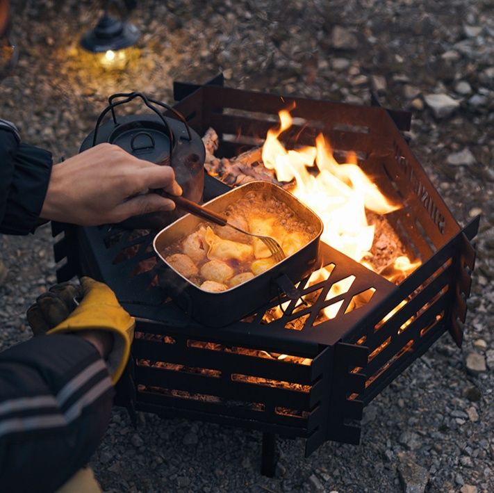 ソロ用六角形焚き火台(組み立て式・ワイドサイズ)