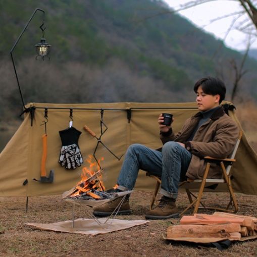 三片構造超軽量折りたたみ式ソロ焚き火台