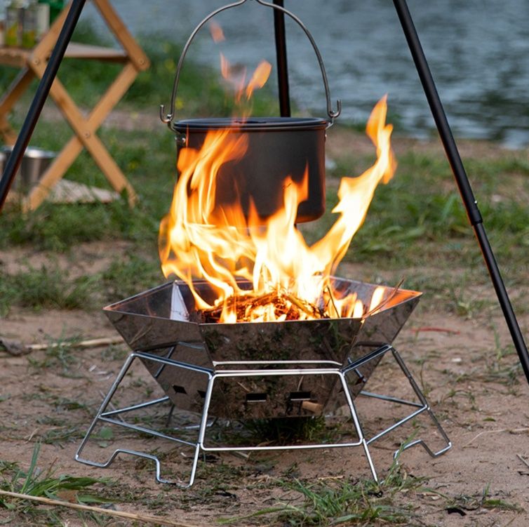 六角形折り畳み式焚き火台ソロキャンプ用