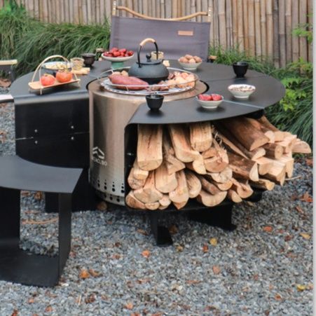 円形多機能焚き火台テーブル一体型