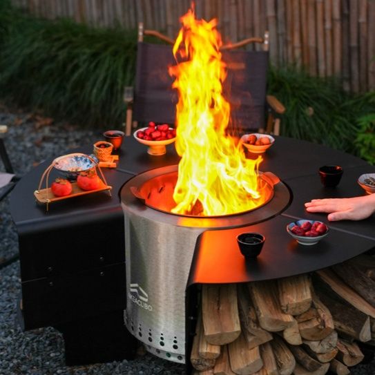 円形多機能焚き火台テーブル一体型