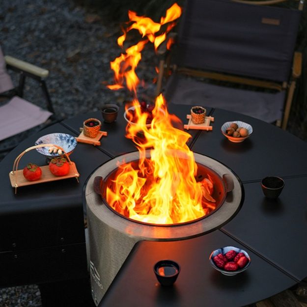 円形多機能焚き火台テーブル一体型