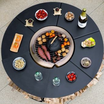 円形多機能焚き火台テーブル一体型