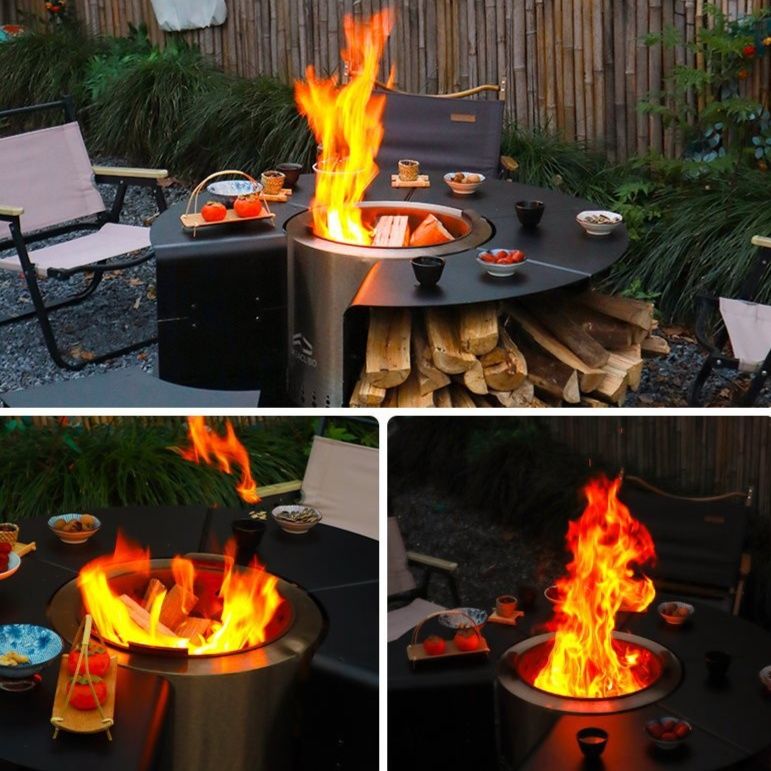 円形多機能焚き火台テーブル一体型