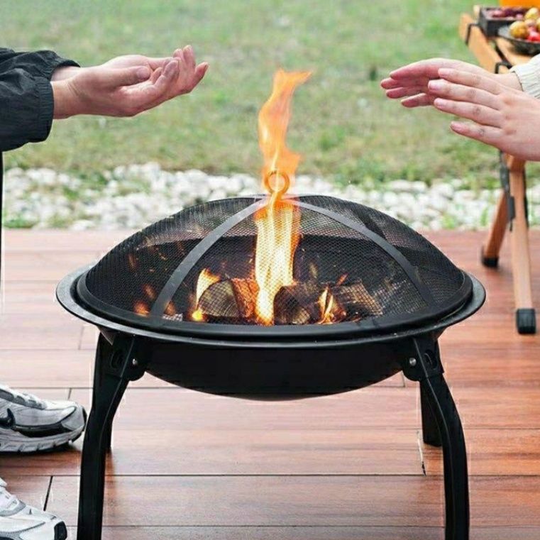 焚き火台折りたたみ式円形ファイヤーディスク三脚付き