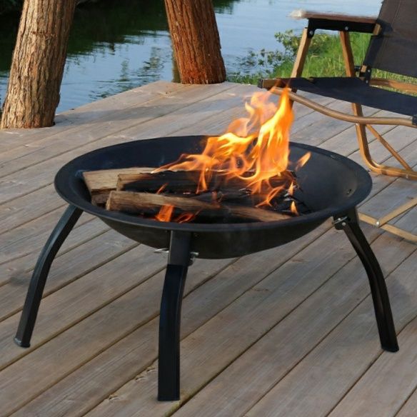 焚き火台折りたたみ式円形ファイヤーディスク三脚付き