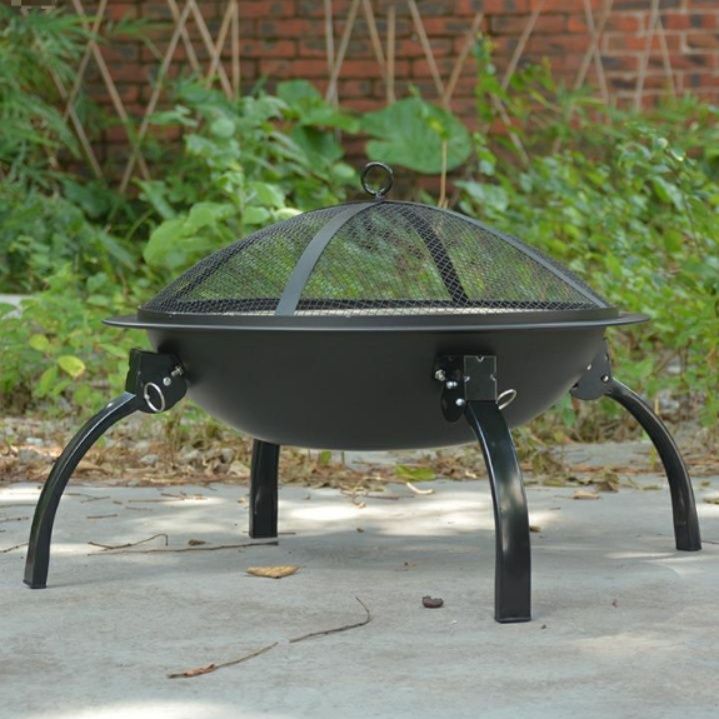 焚き火台折りたたみ式円形ファイヤーディスク三脚付き