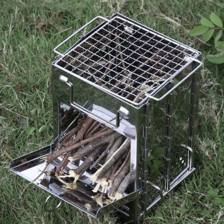 焚き火台 折りたたみ式二層構造ステンレス製焚き火台