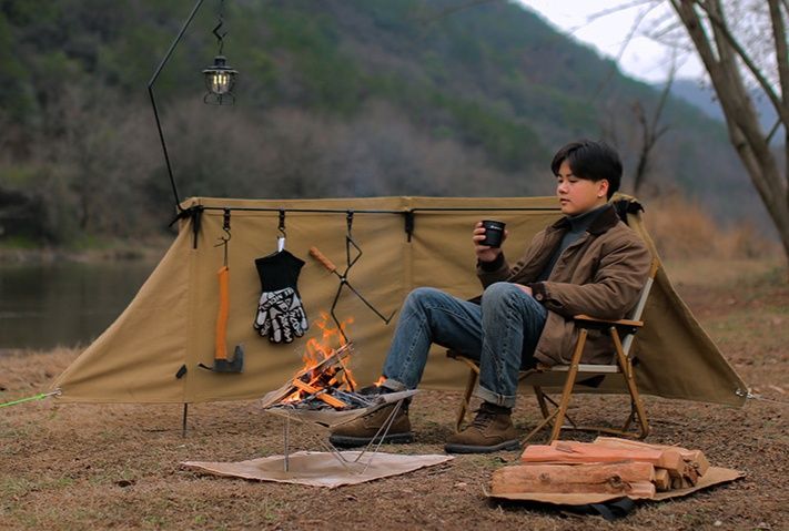 焚き火台 軽量折りたたみ式ワイド天板一人用焚き火台