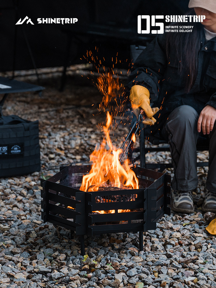 六角形横格子デザイン組立式焚き火台