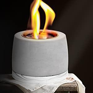 焚き火台 卓上円筒型コンクリート調燃料式焚き火台