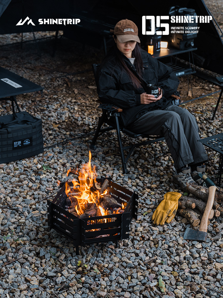 六角形横格子デザイン組立式焚き火台