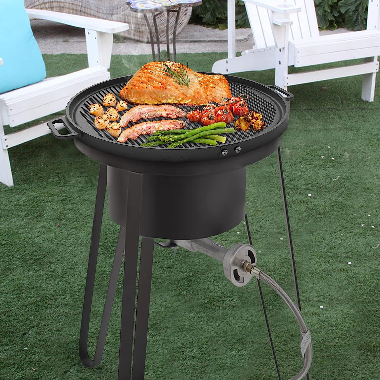 焚き火台 三脚式円形鉄板付き焚き火台 ソロ