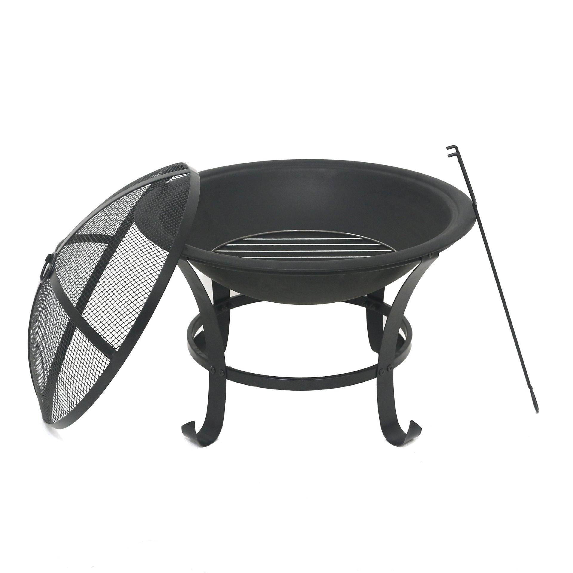 焚き火台 円形深皿型防護網付き一人用焚き火台 ソロ