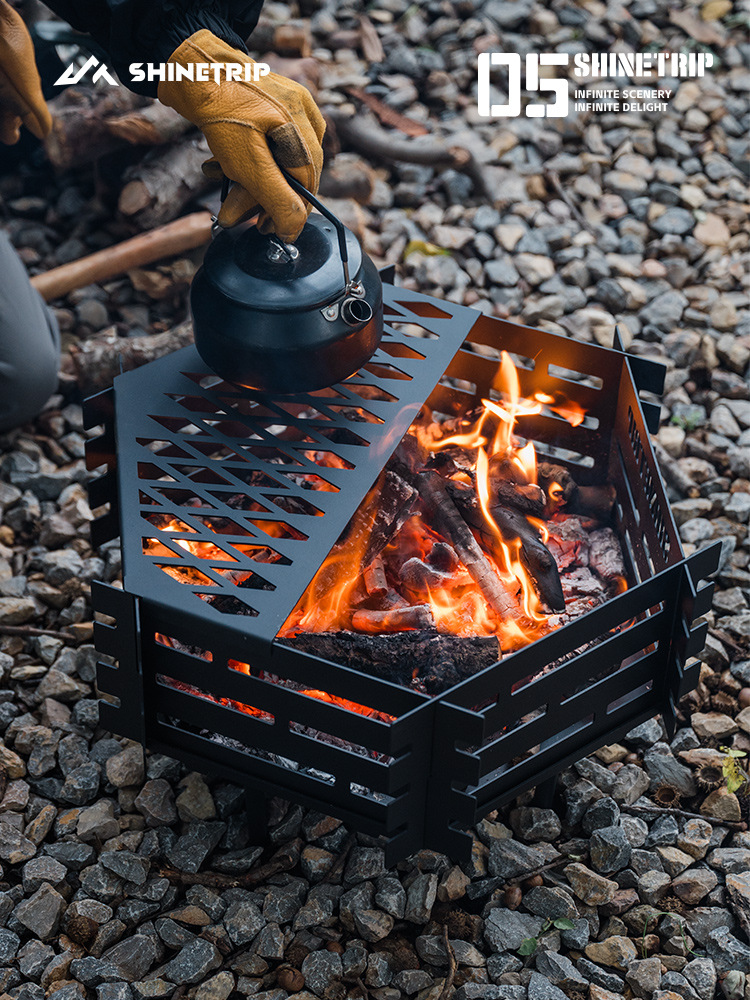 六角形横格子デザイン組立式焚き火台
