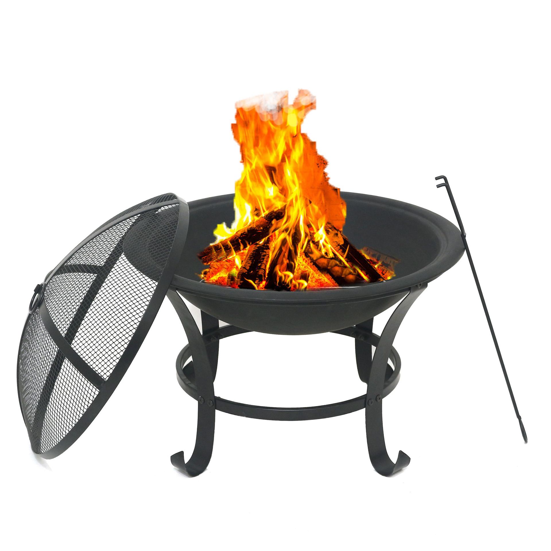 焚き火台 円形深皿型防護網付き一人用焚き火台 ソロ