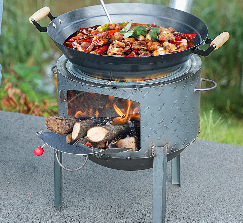 焚き火台 多機能加厚式炒め鍋付き焚き火台 ソロ