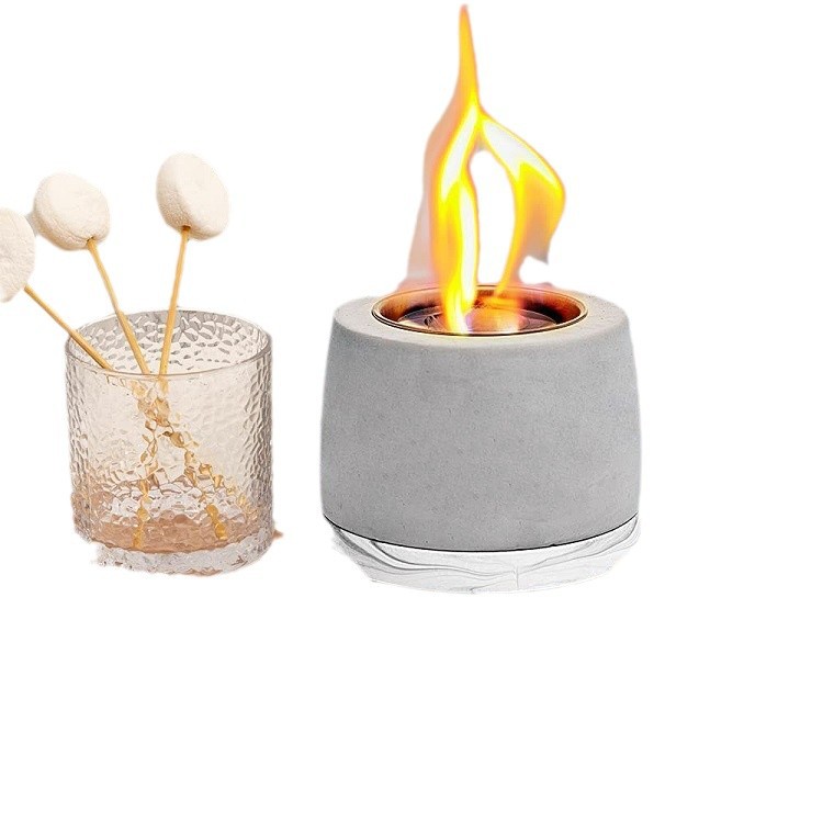 焚き火台 卓上円筒型コンクリート調燃料式焚き火台