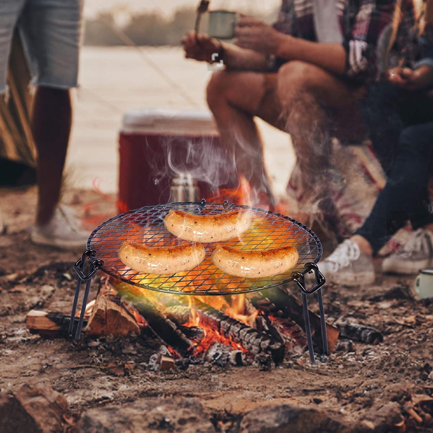 焚き火台 円形網目式三脚付き軽量焚き火台 ソロ