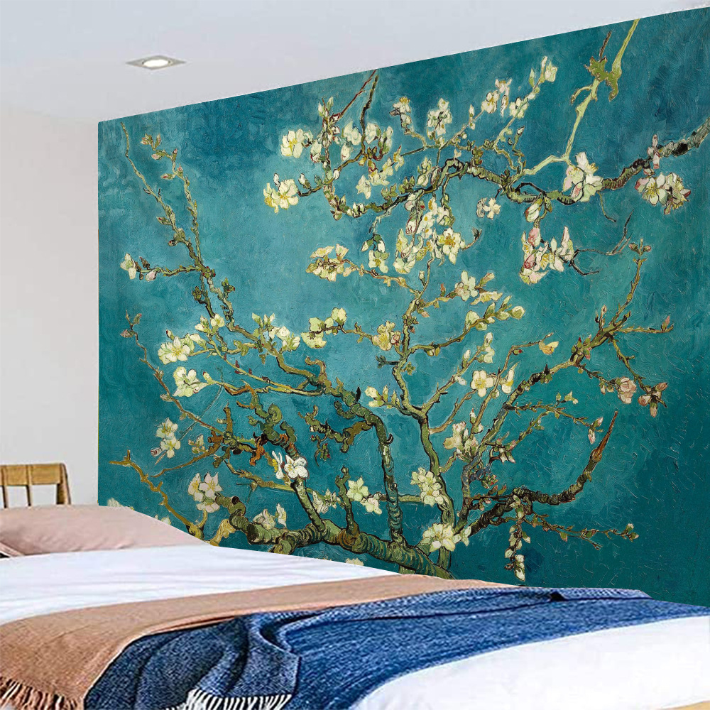 タペストリー アーモンドの花咲く枝 油絵風タペストリー