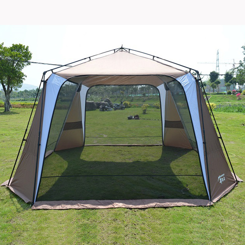 タープ 大型六角形メッシュパネル付きスクリーンタープ