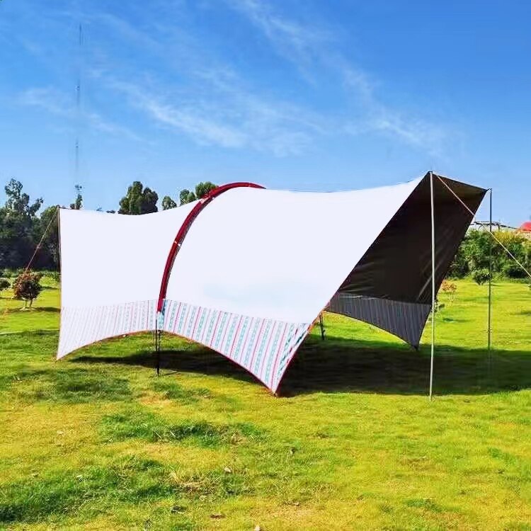 タープ 大型曲線デザイン遮光タープ四本柱式