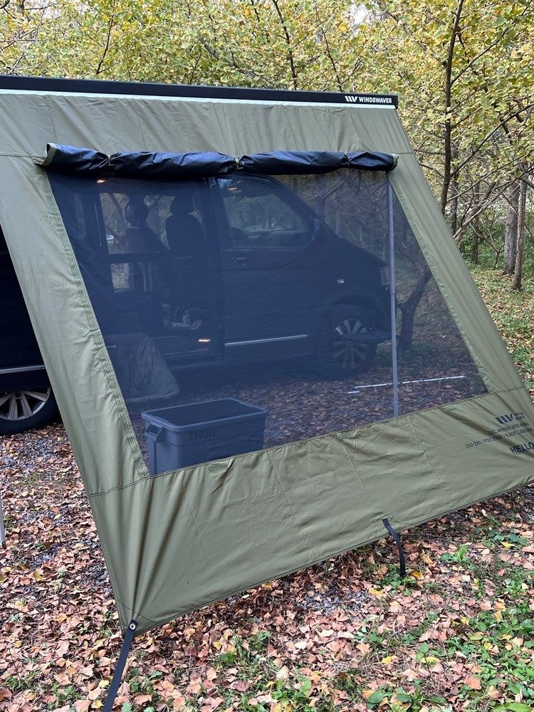 タープ 車両連結型メッシュパネル付き防水タープ