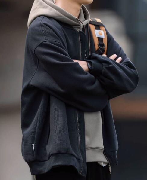 30代メンズファッション チェック柄ノーカラージャケット軽量アウター