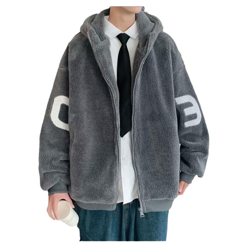 30代メンズファッション もこもこフード付きボアブルゾン