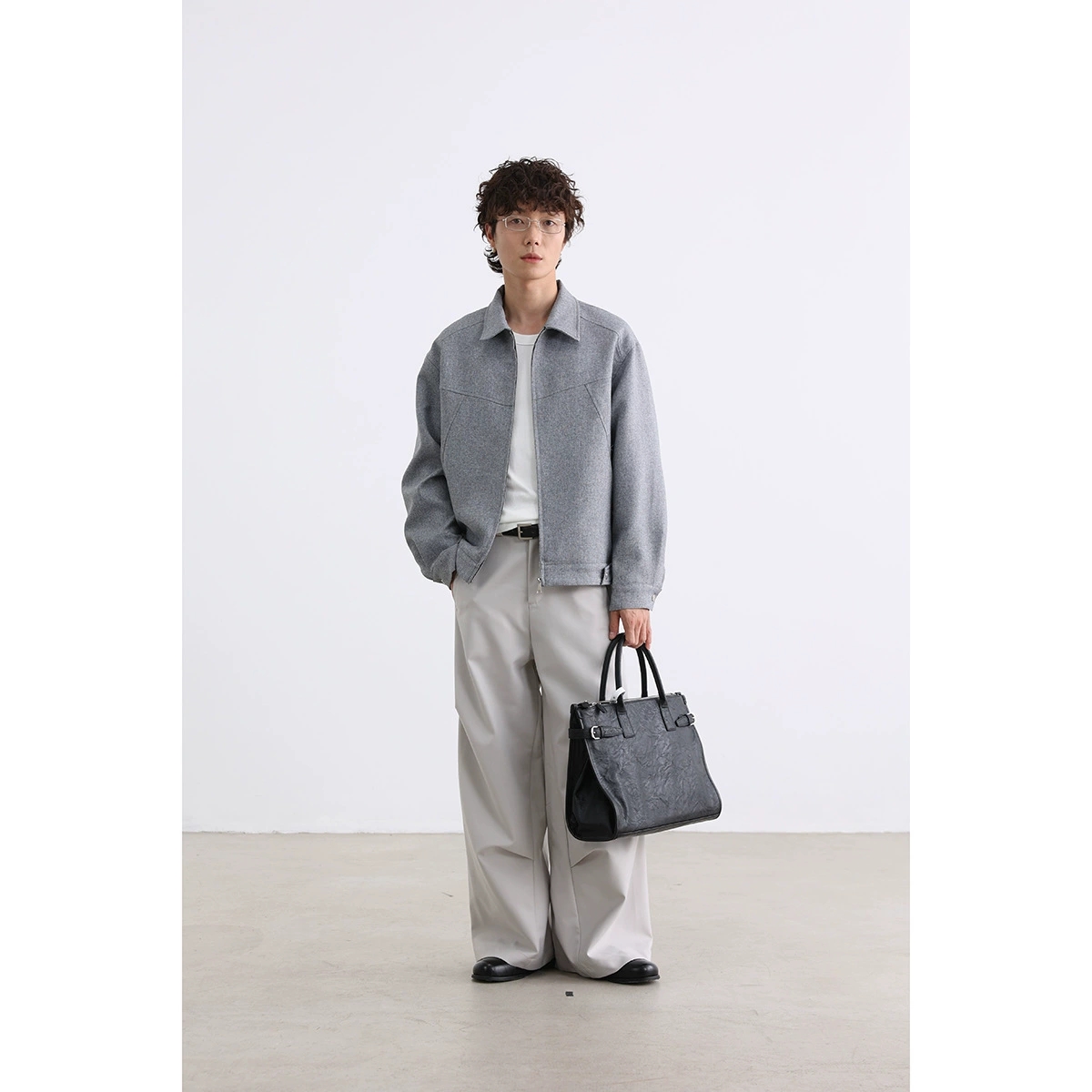 30代メンズファッション 作業服風ワークジャケット グレー メンズアウター