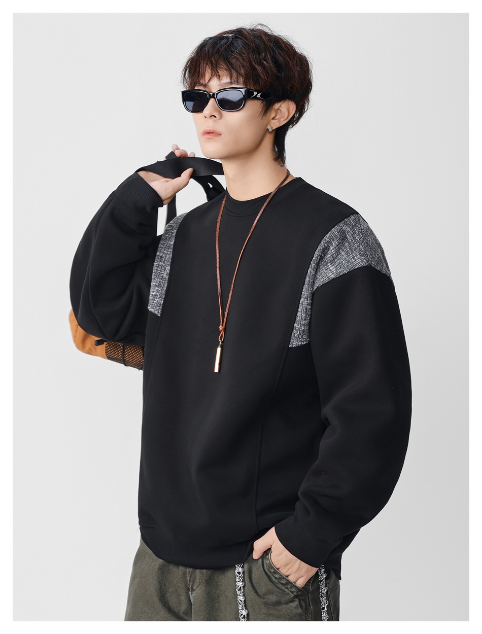 30代メンズファッション メンズ 切り替えデザイン スウェット 秋冬 全2色