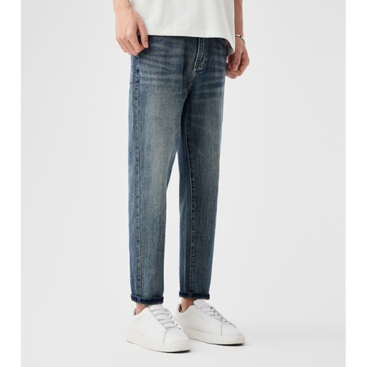 30代メンズファッション ヴィンテージ加工テーパードデニム