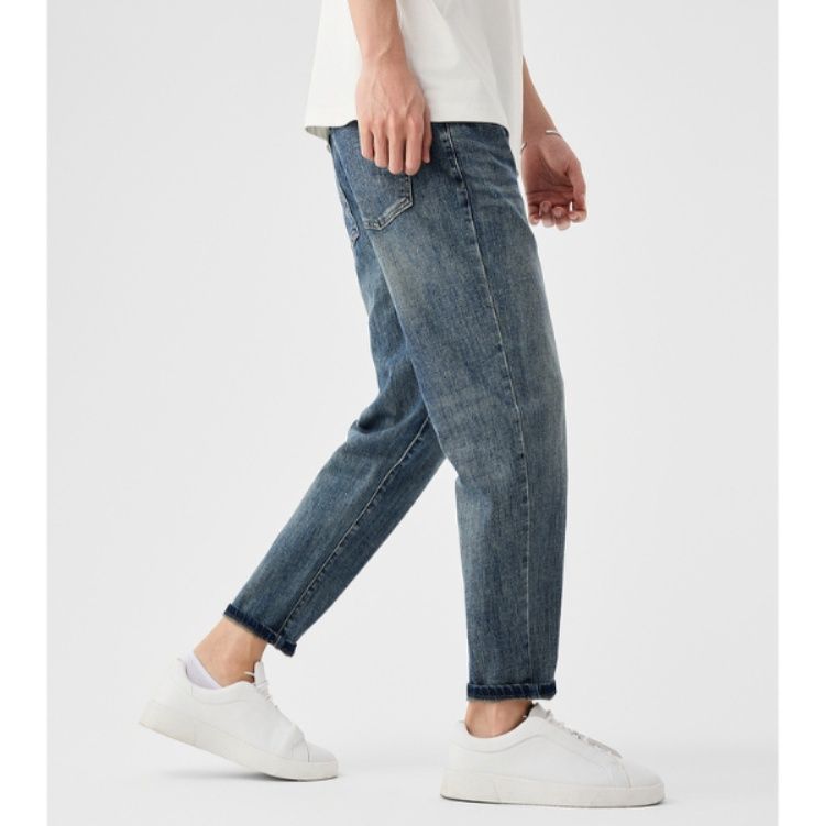 30代メンズファッション ヴィンテージ加工テーパードデニム