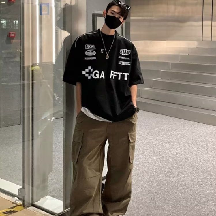 30代メンズファッション ストリート風グラフィック半袖